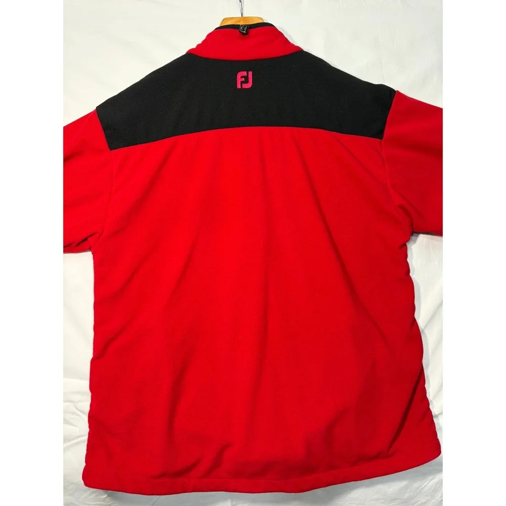 FootJoy DryJoys Red & Black Fleece Quarter-Zip Pullover – Men's Medium
